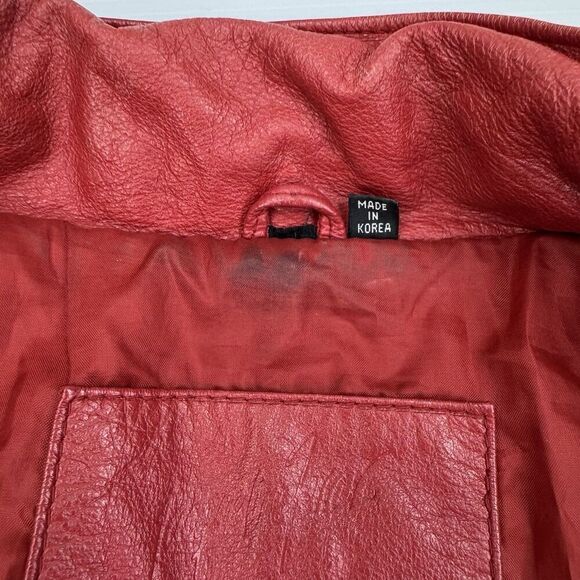Vintage Jacqueline Ferrar Red Leather Coat XL Oversized Grunge Y2K Retro - Picture 4 of 10